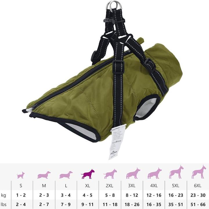 Actual product image vidaXL Dog coat with harness Waterproof Reflective (36, Dog coat)