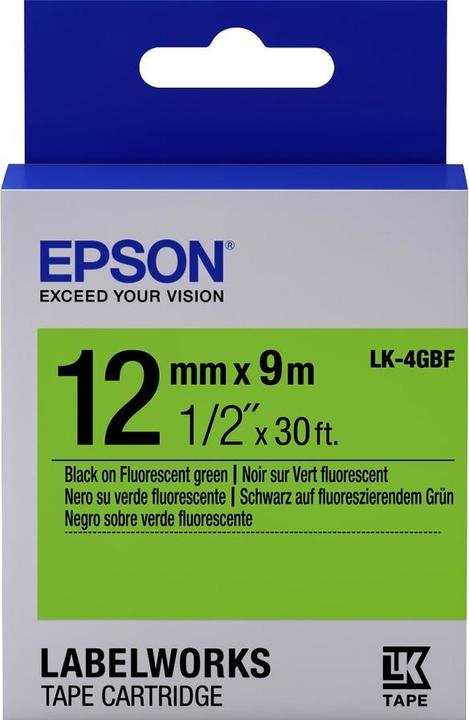 Epson Label Cassette Lk-4gbf (1.20 cm, Green, Black)