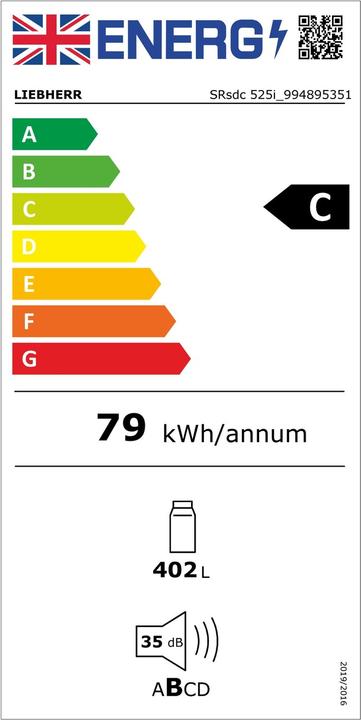 Label énergétique Liebherr SRsdc 525i Prime (413 l)