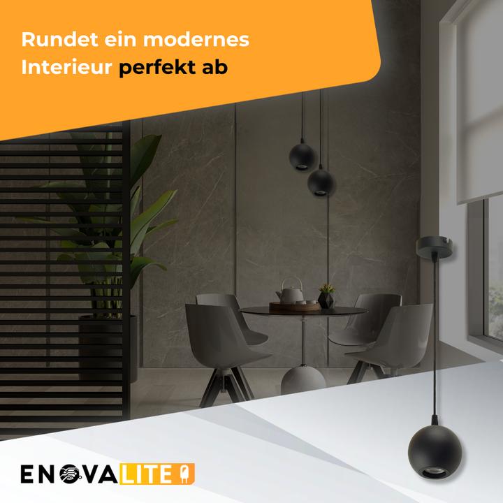 Actual product image Enovalite LED-Pendellampe GLOBE, GU10-Fassung, IP20, Ø10cm, 1flammig, schwarz (GU10)