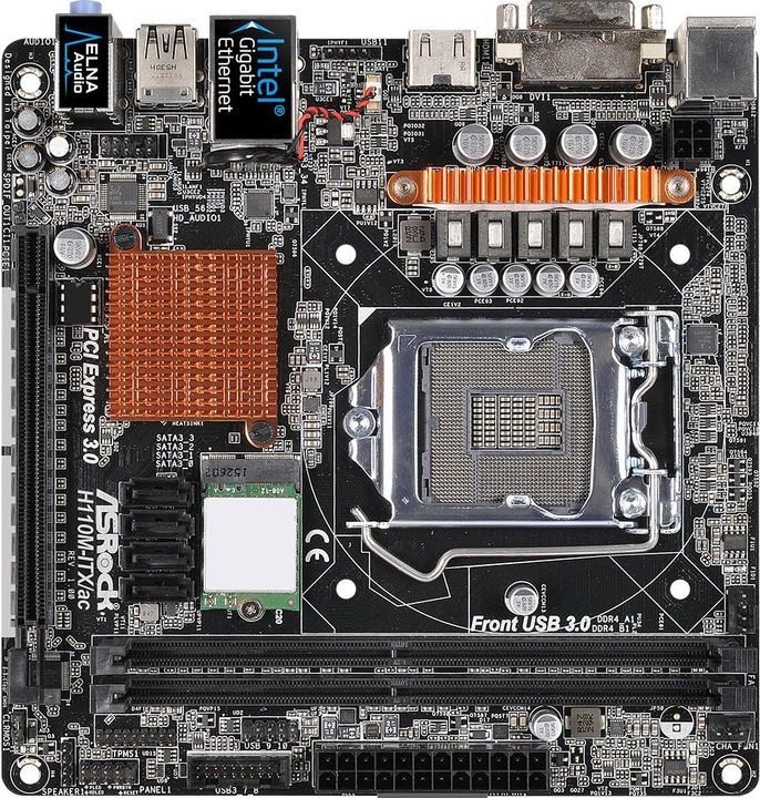 Produktbild AsRock H110M-ITX/ac (LGA 1151, Intel H110, Mini-ITX)