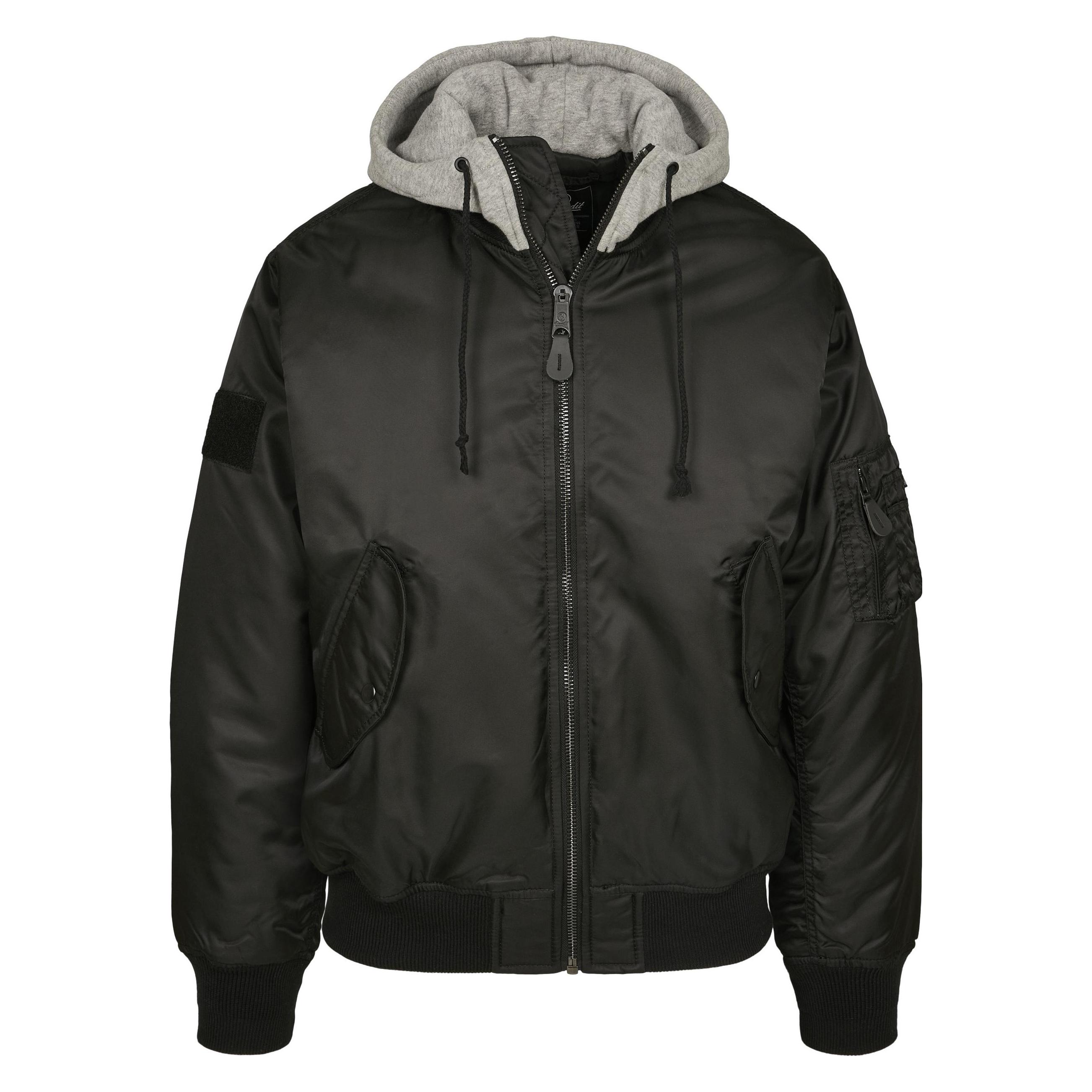 Brandit, Herren, Leichte Jacken, Hooded MA1 Bomber Jacket, Schwarz, (S)