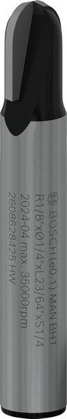 Actual product image Bosch Professional Zubehör Fillet cutter, 1/4-inch, R1 3.2 mm, D 9.5 mm, L 9.2 mm, G 40 mm. For hand milling