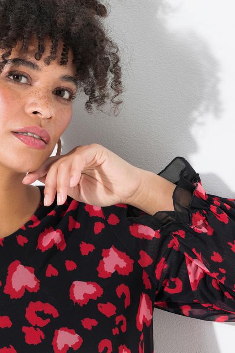 Produktbild Miamoda Meshbluse, Herz-Muster, blickdicht mit Jersey unterlegt (48)