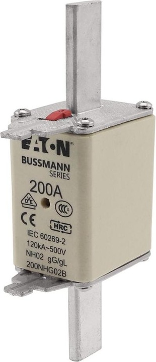 Immagine prodotto Eaton 200NHG02B Fusibile NH con indicatore meccanico del fusibile Dimensione del fusibile = D02 200A 500V (Fusibile NH-DIN, 200 A)