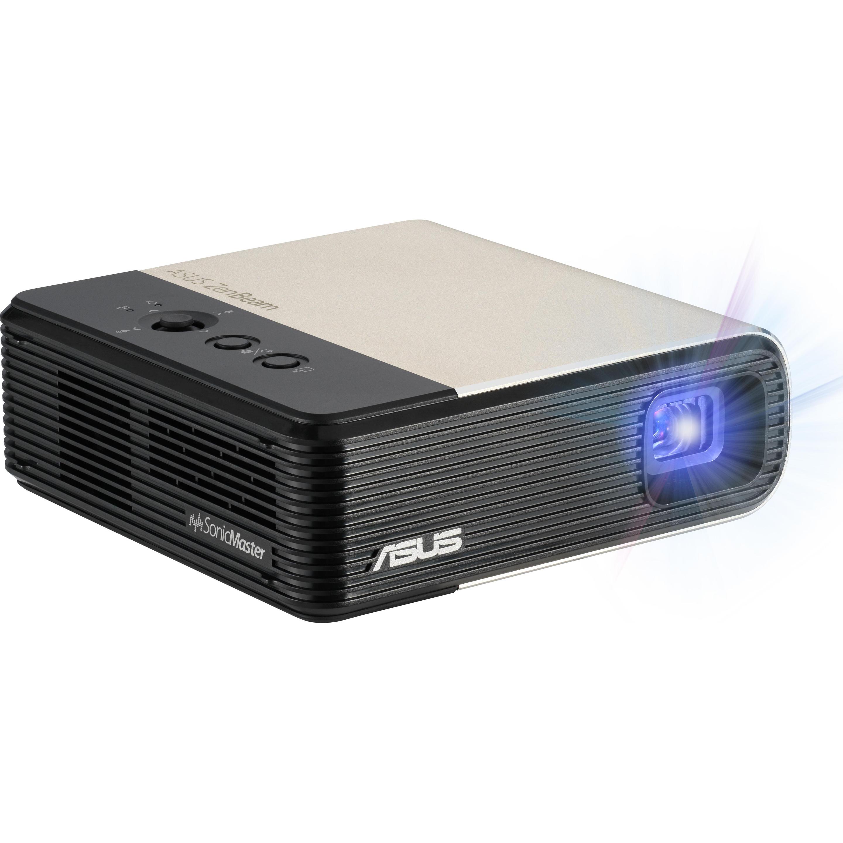ASUS ZenBeam E2 (WVGA, 300 lm, 1.3:1), Beamer, Gold, Schwarz