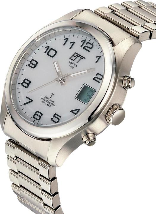 Actual product image Conrad Components Eco Tech Time Solar Radio Mens Watch (Analogue wristwatch, Digital watch, Radio-controlled clock, Pedometer, 39 mm)