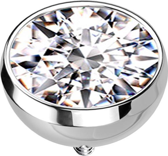 Immagine prodotto Star Piercing Ancora dermica emisfero d'argento con cristallo d'argento (senza ottone, Acciaio chirurgico 316L)