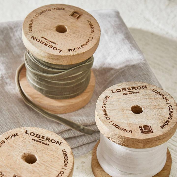 Actual product image Loberon Velvet ribbon set of 4 Hilary blue/olive/red (Gift ribbon, 4 x)