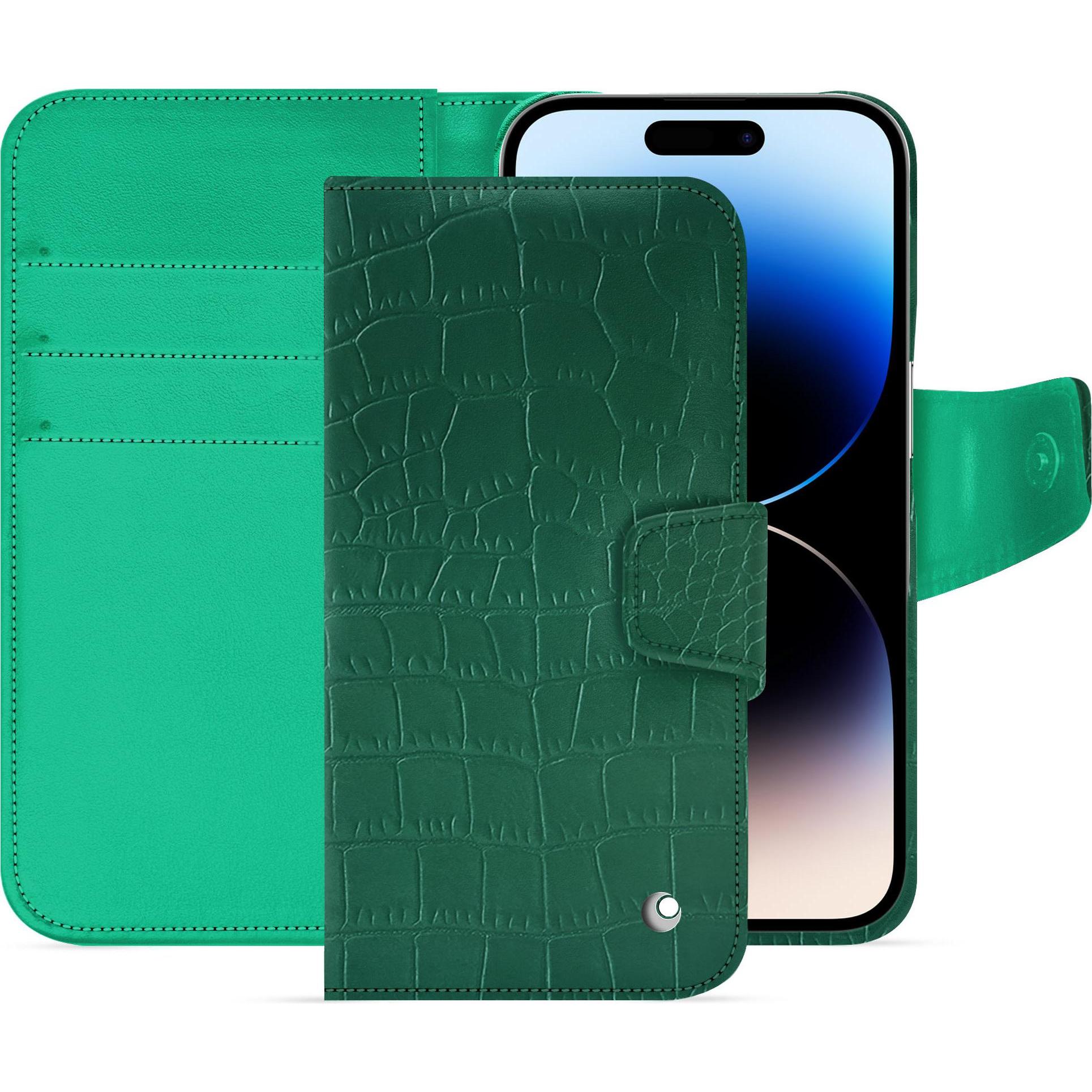 Noreve Lederschutzhülle Apple iPhone 15 Pro (Apple iPhone 15 Pro), Smartphone Hülle, Grün