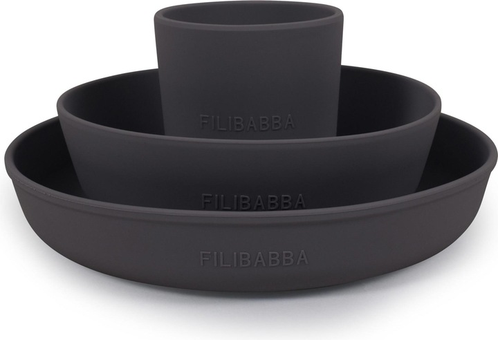 Actual product image Filibabba Silicone dinner set - Stone Grey