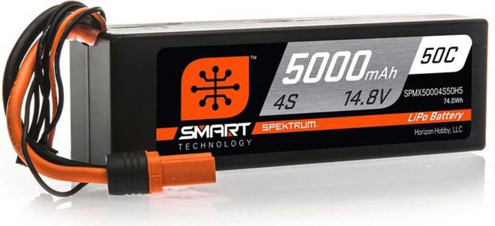 Spektrum 5000mAh 4S 14.8V 50C Smart LiPo Hardcase IC5 (14.80 V, 5000 mAh)