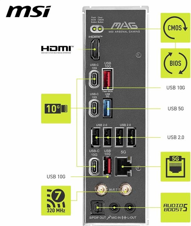 Productafbeelding MSI MAG B850 Tomahawk Max WIFI (AM5, AMD B850, ATX)