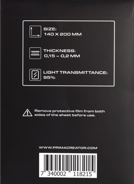 Produktbild Prima Creator PRIMACREATOR FEP-Folie Film Sheets 140mm x 200mm 5er Pack