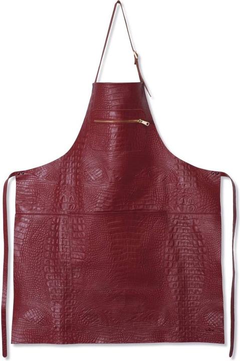 DutchDeluxes Leren Schort - Ritsstijl Robijnrode Croco (Taille unique)