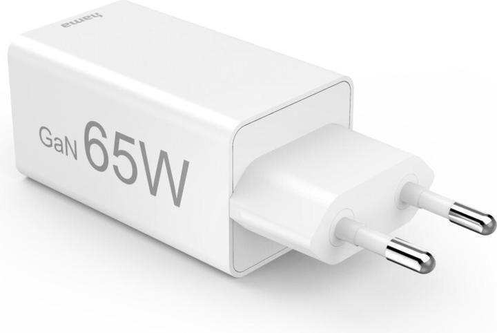 Produktbild Hama Schnellladegerät, GaN, 2x USB-C, PD/Qualcomm®, Mini-Ladegerät, 65 W, Weiss (65 W, 2 Ports)