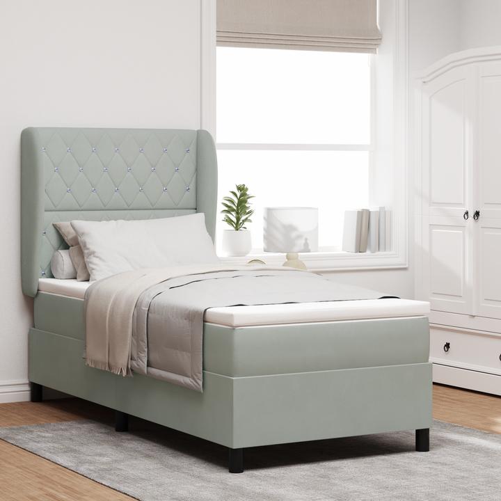 Image du produit vidaXL Lit Boxspring Avec Matelas Velours Gris Clair (100 x 200 cm)