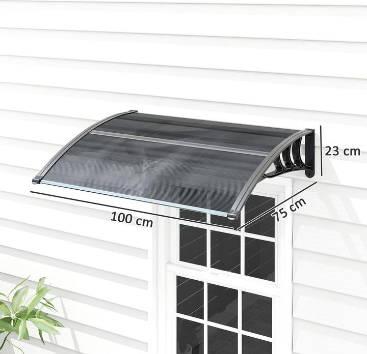 Image du produit Outsunny Vordach für Haustür Polycarbonat Schwarz