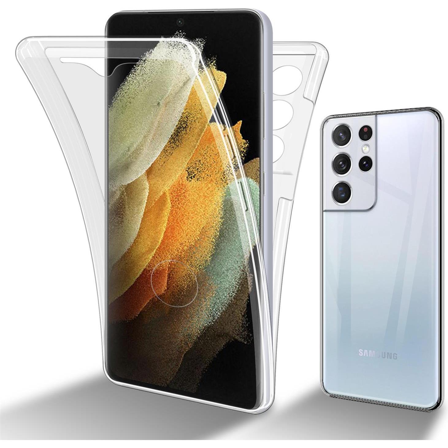 Cadorabo TPU 360 Grad Case Cover (Samsung Galaxy S21 Ultra), Smartphone Hülle, Transparent
