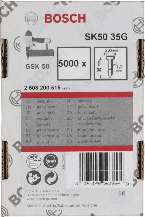 Produktbild Bosch Professional Zubehör Senkkopf-Stift SK50 35G, 1,2 mm, 35 mm, verzinkt