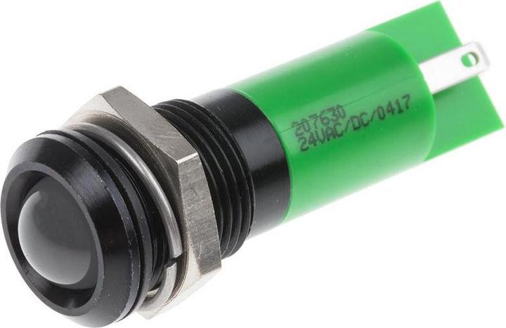 Produktbild RS PRO LED erhaben 14mm sw 24Vac/dc grün