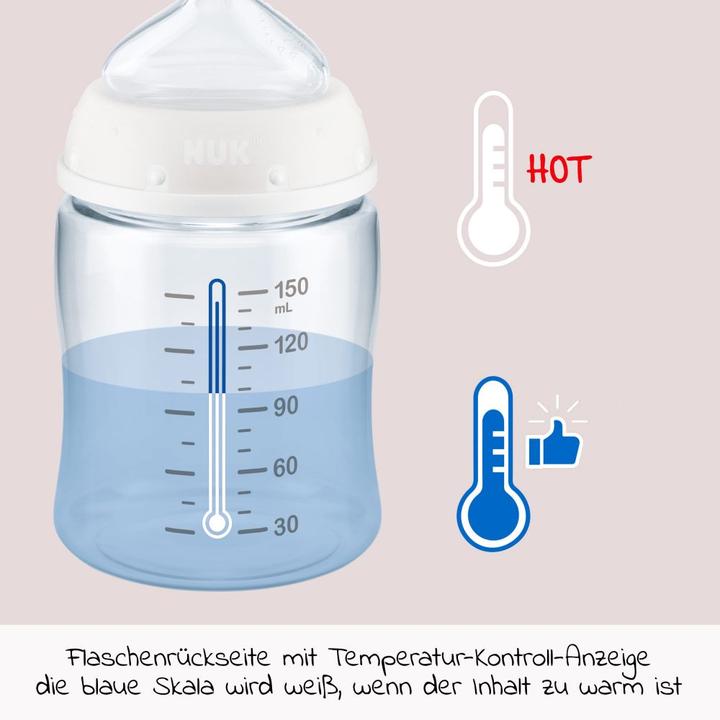 Immagine prodotto NUK Disney Winnie the Pooh First Choice Baby Bottle Temperature Control, 150ml, 6-18 mesi, ros... (150 ml)