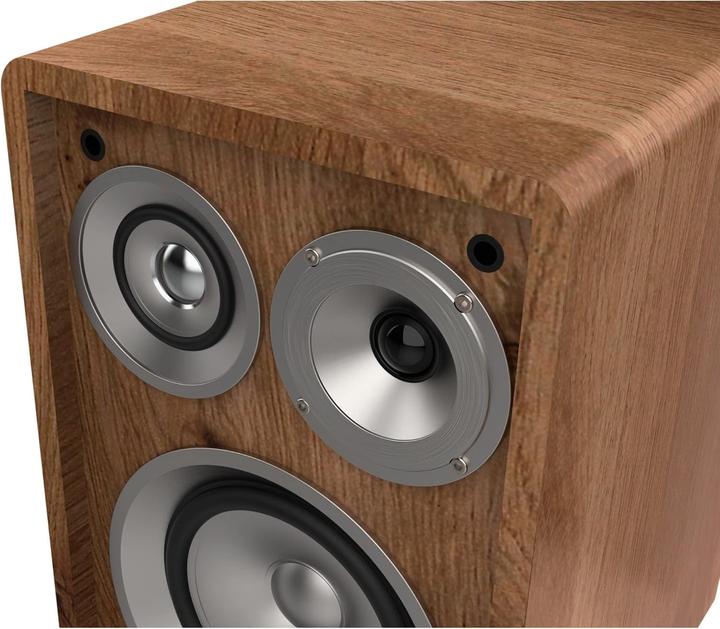 Actual product image Wiibo Vintage Walnut HiFi Speakers with Removable Grille, 100W 3-Way Surround Sound (100 W)
