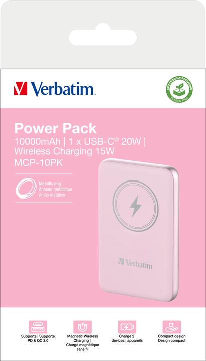 Image du produit Verbatim Charge 'n' Go Magnetic Wireless Powerbank 10.000mAh rose (10000 mAh, 20 W, 37000 Wh)