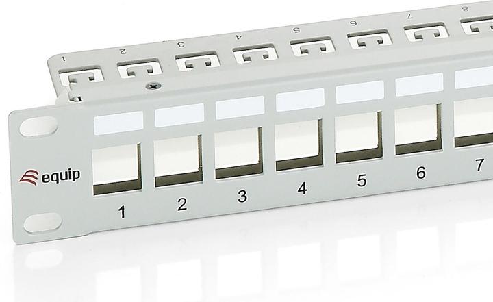 Actual product image equip Patch panel 24x RJ45 Cat6 19" 1U Keystone RAL 7035