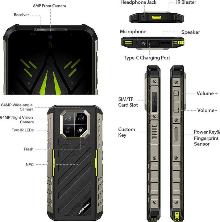 Actual product image Ulefone Armor 22 (256 GB, Black, 6.58", Dual SIM, 4G)
