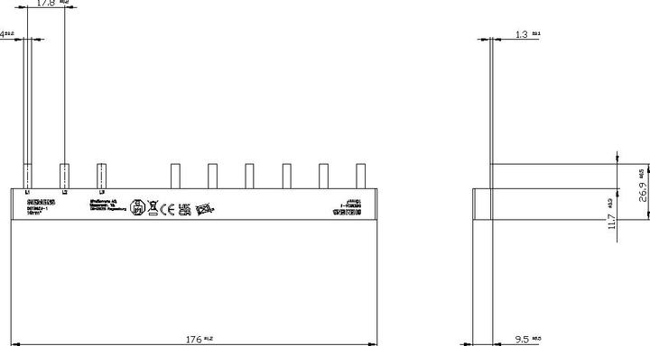 Produktbild Siemens Phasenschiene 3ph 18mm 176mm 10qmm 63A 5ST3624-1