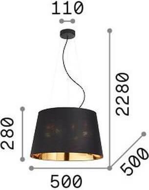 Actual product image Ideal lux NORDIK pendant light E27 4-way ⌀500mm dimmable black 161648 (E27)
