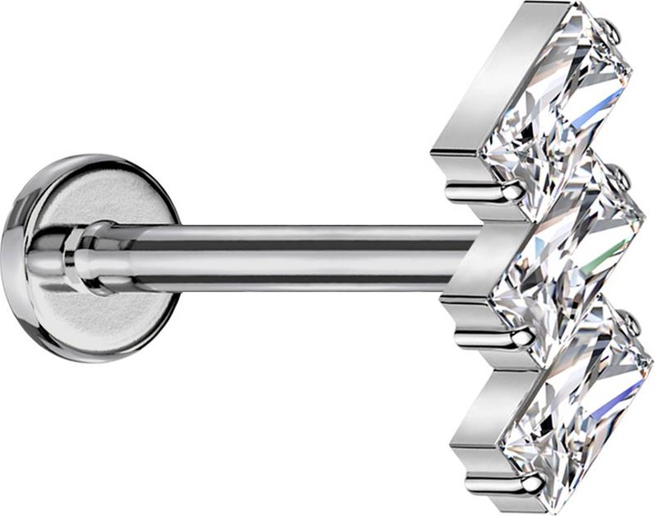 Produktbild Star Piercing Micro Labret Innengewinde silber drei rechtecke silber Kristalle silber (ohne Messing, Titan G23)