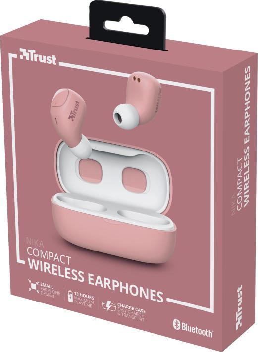 Produktbild Trust Nika Compact Blueth Earphones Pink (ANC, 8 h, Kabellos)