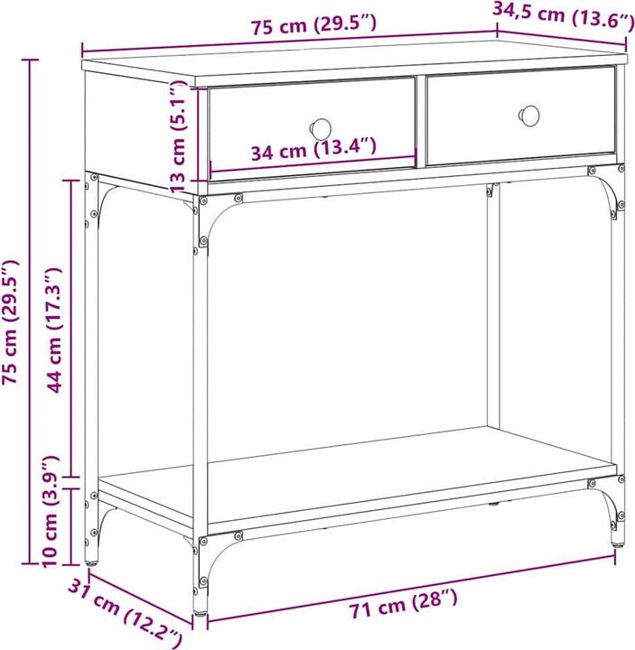 Produktbild vidaXL Beistelltisch (75 x 34.5 x 75 cm)
