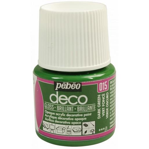 Pebeo, Künstlerfarbe + Bastelfarbe, Deco Glänzende Acrylfarben (Dunkelgrün, 45 ml)
