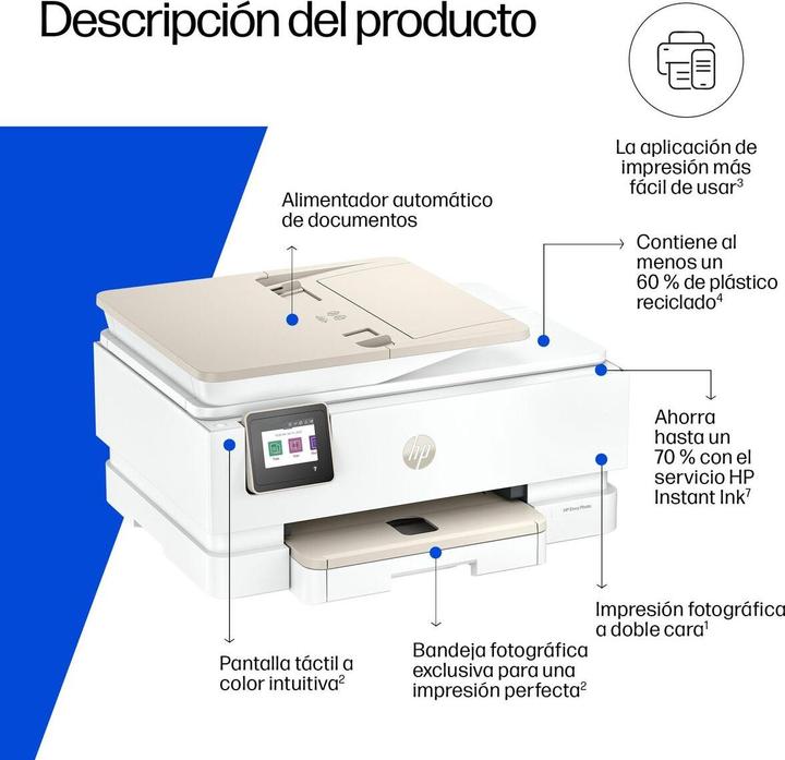 Produktbild HP Envy Photo 7930 All-in-One Color Inkjet 10ppm Print Scan Copy Photo Printer USB 2.0 Wi-Fi (Tintenpatrone, Farbe)
