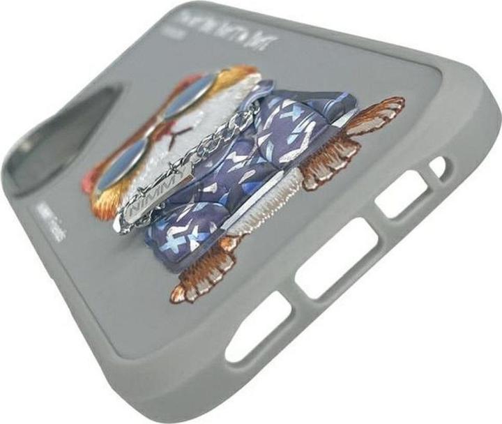 Actual product image Mocco Nimmy case iPhone 16 6.1" gray Glasses Cool Cat (Apple iPhone 16)