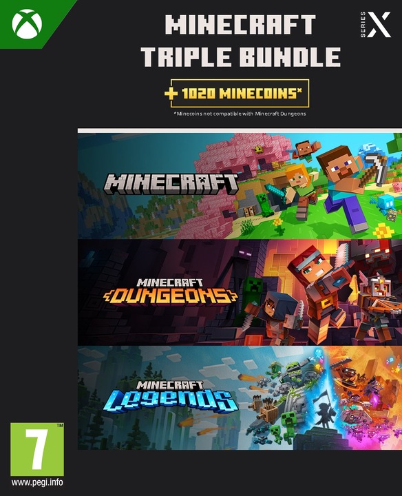 Produktbild Microsoft Xbox Minecraft Triple Bundle Xbox Download Code (Xbox One S, Xbox Series X)