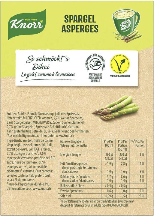 Image du produit Knorr Quick Soup Asperges, soupe au goût complet d'asperges vertes, rapidement préparée (450 ml)