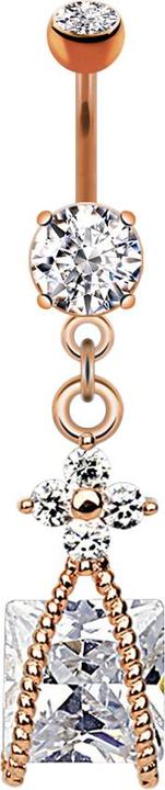 Immagine prodotto Star Piercing Banana in oro rosa con due sfere di cristallo in argento, ciondolo di cristallo in corda (Ottone, Acciaio chirurgico 316L)