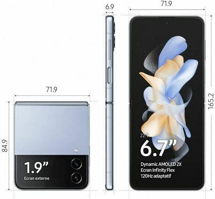 Actual product image Samsung Galaxy Z Flip4 EU (256 GB, Blue, 6.70", SIM + eSIM, 5G)