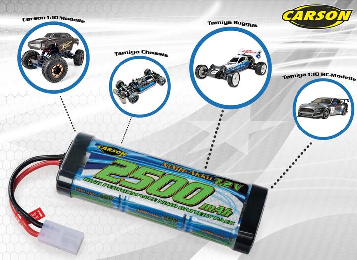 Immagine prodotto Carson Batteria da corsa NiMH 7.2V/2500mAh TAM (7.20 V, 2500 mAh)