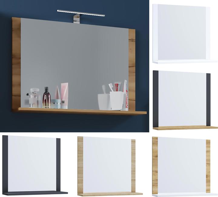 VCM Badkamer Spiegel Wandspiegel met Lendasplank (80 x 17 cm)