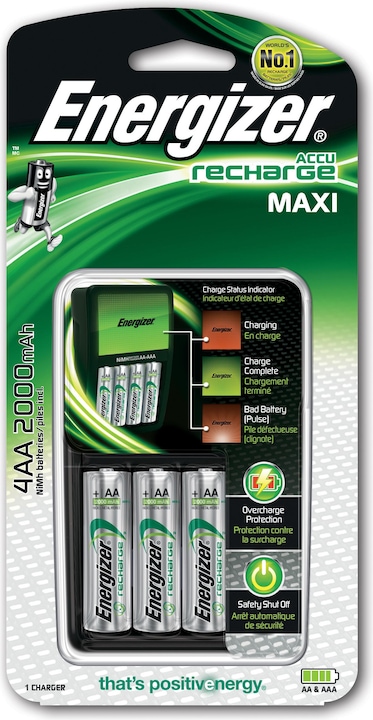 Image du produit Energizer Recharge Maxi (4 pcs, AA, 2000 mAh, Piles rechargeables + chargeur)