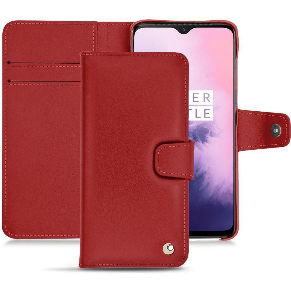 Noreve Lederschutzhülle Wallet (OnePlus 7), Smartphone Hülle, Rot