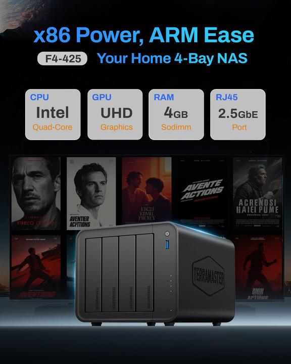 Actual product image Terramaster F4-425 Intel Celeron N5095 Quad Core 2.0GHz, 4G (0 TB)