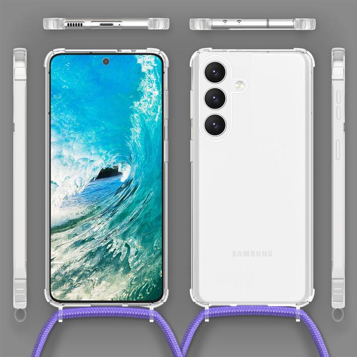 Actual product image Nalia Clear hybrid case with chain to hang around the neck