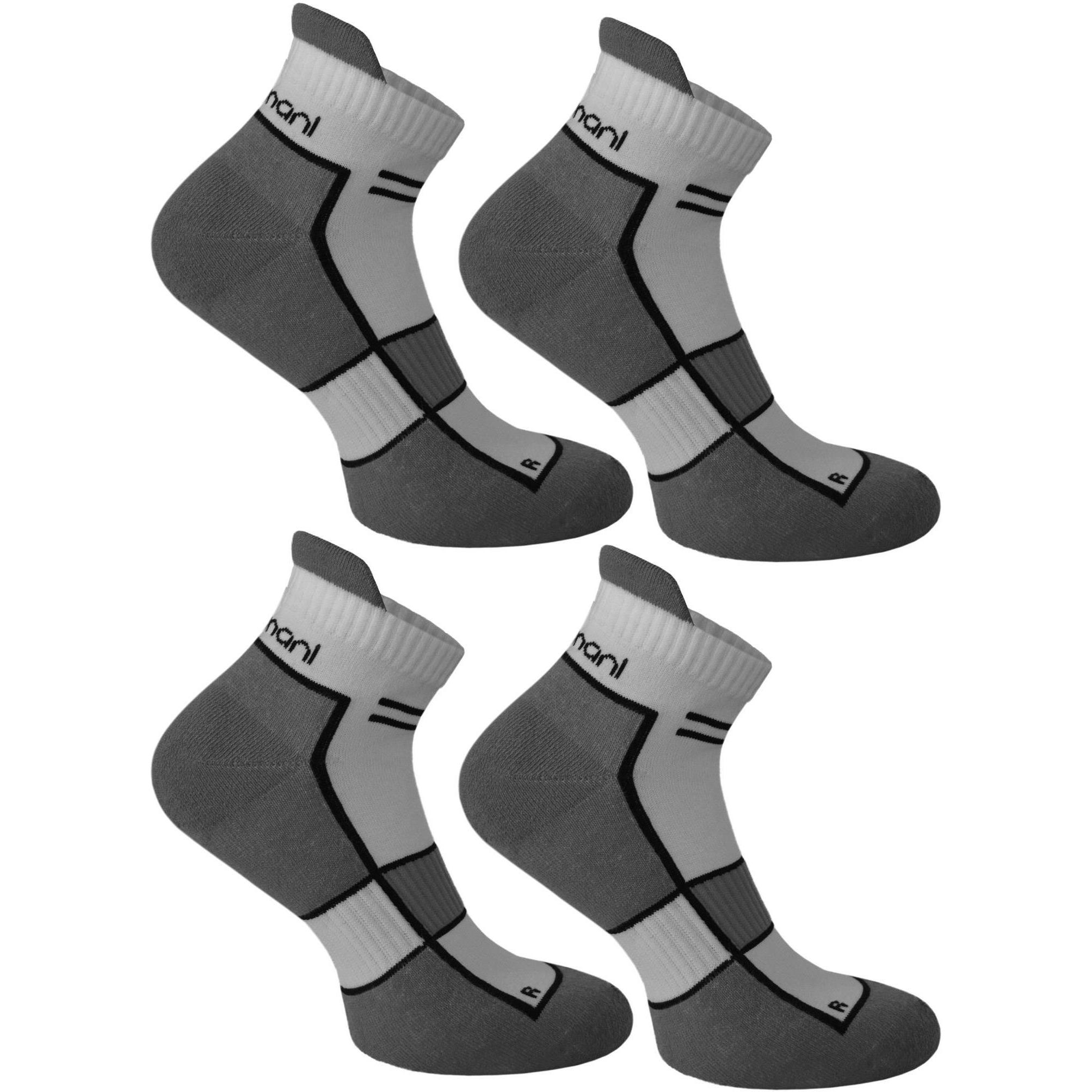 Thumbnail - Normani, Herren, Socken, 4 Paar Running Sneaker mit Fersenlasche, Weiss, Schwarz, Grau, (4er Pack, 39 - 42)
