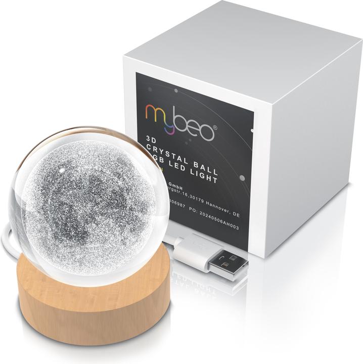 Produktbild Mybeo 3D Mond Glaskugel, Leuchtende Kristallkugel, Dekolicht, Nachtlicht, Farbwechsel, RGB LED
